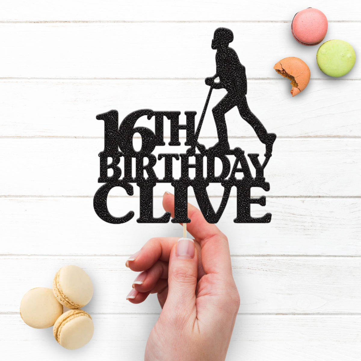 Personalised Pushing Scooter Rider Cake Topper – Name & Age - view 3