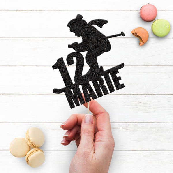 Personalised Skier with Scarf Cake Topper – Name & Age - view 3