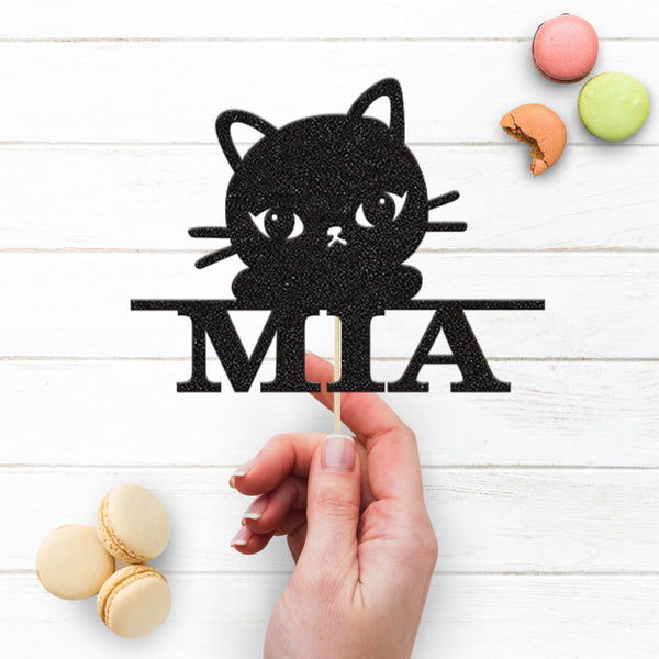 Personalised Wide-Eyed Kitten Cake Topper – Name - view 3