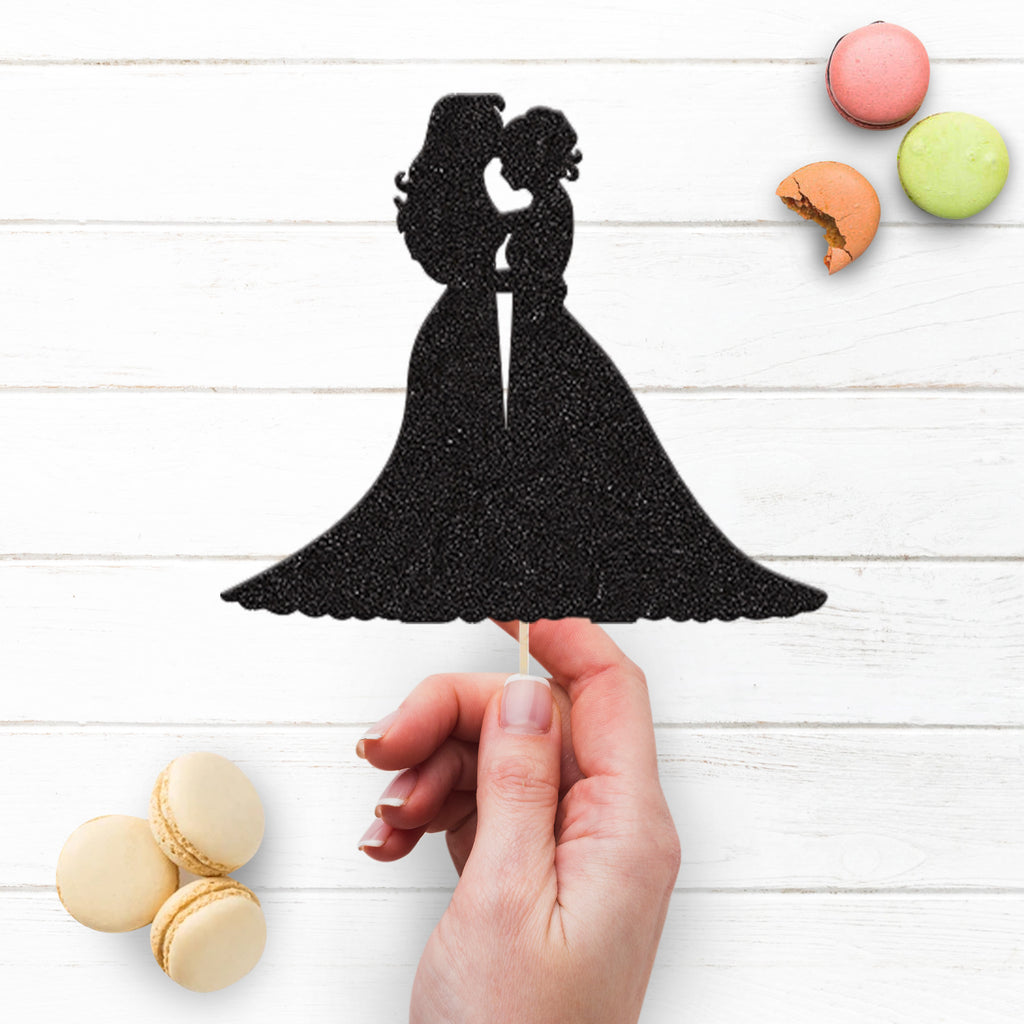 Two Brides Embracing Wedding Cake Topper - view 3