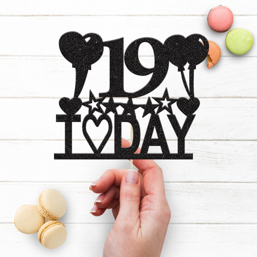 Personalised Heart Balloons & Stars Today Cake Topper – Age - view 3