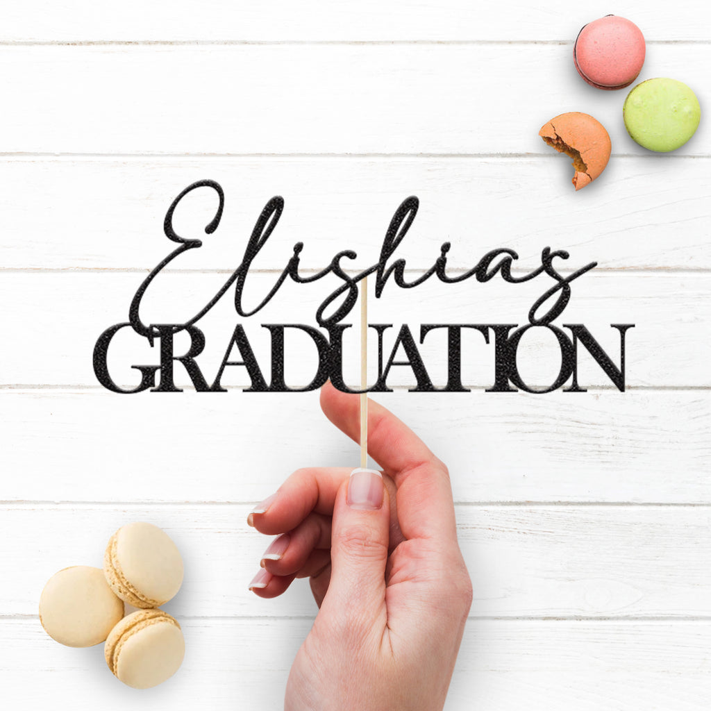 Personalised Script Name Graduation Cake Topper – Name - view 3