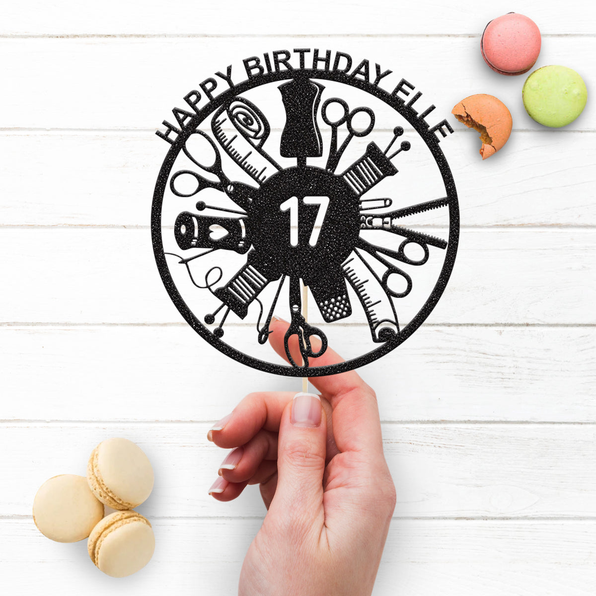 Personalised Dressmaker Cake Topper – Name & Age - view 3
