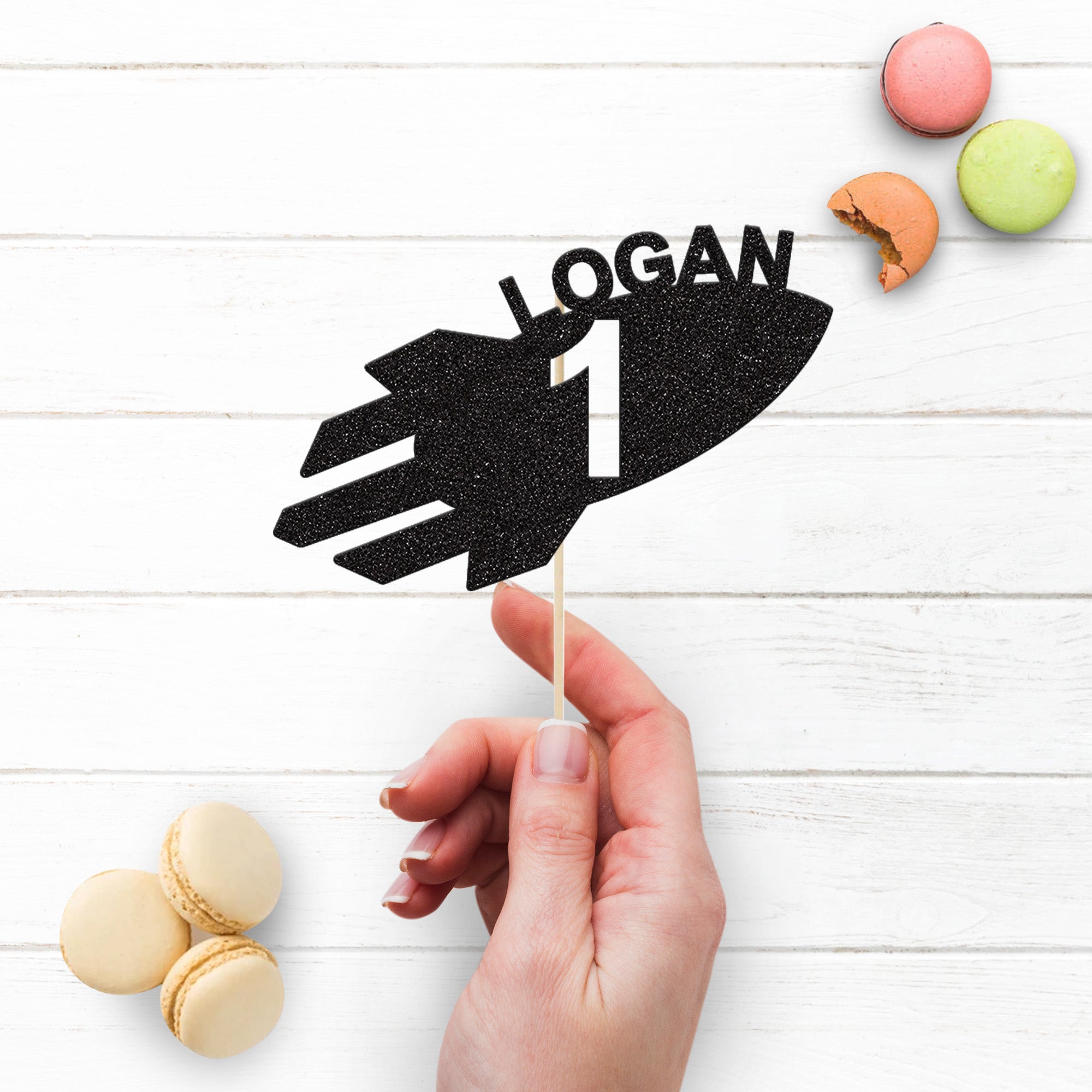 Personalised Space Rocket Cake Topper – Name & Age Secondary image