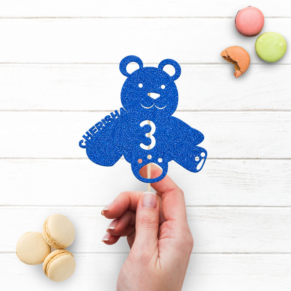 Personalised Teddy Bear Cake Topper – Name & Age - view 3