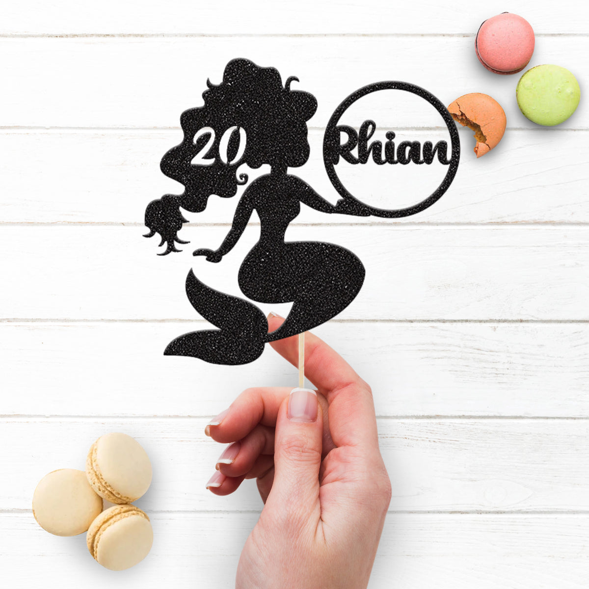 Personalised Mermaid & Name Bubble Cake Topper – Name & Age - view 3