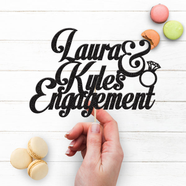 Personalised Script Names & Ring Engagement Cake Topper – Names - view 3