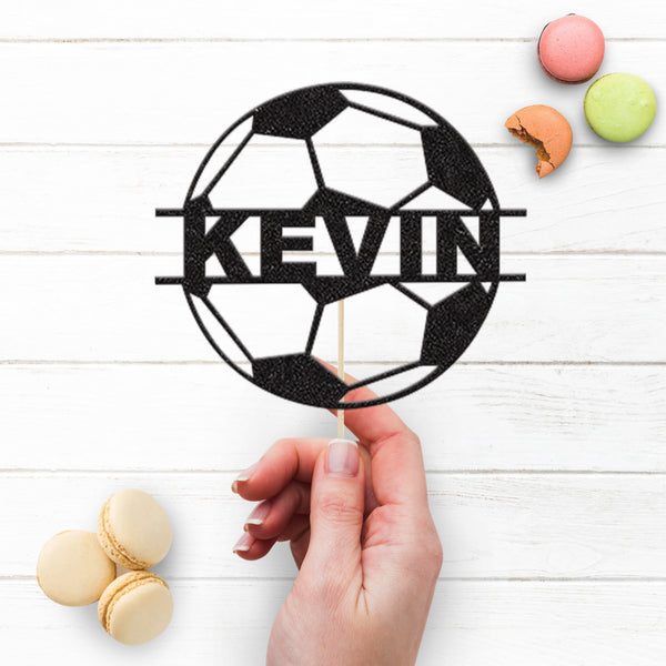 Personalised Football Outline Cake Topper – Name - view 3