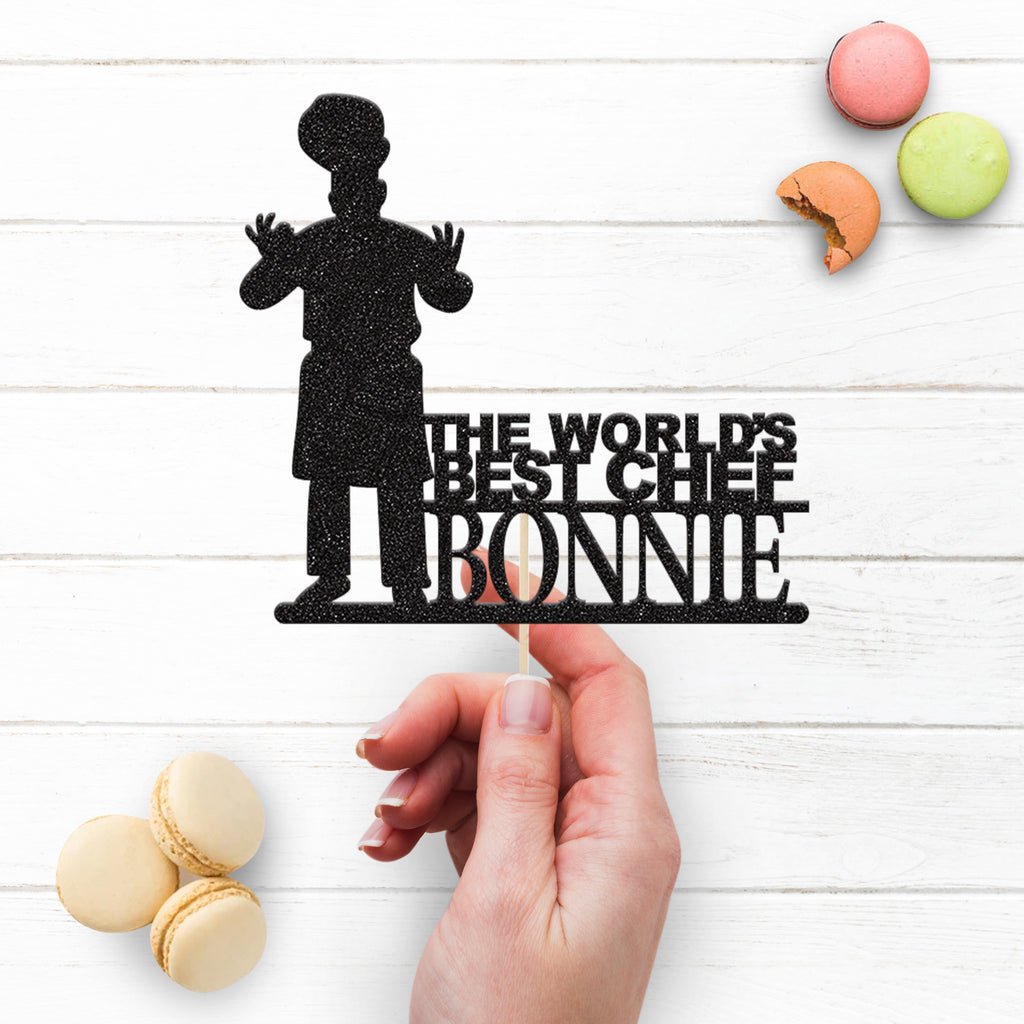 Personalised World's Best Chef Cake Topper – Name - view 3