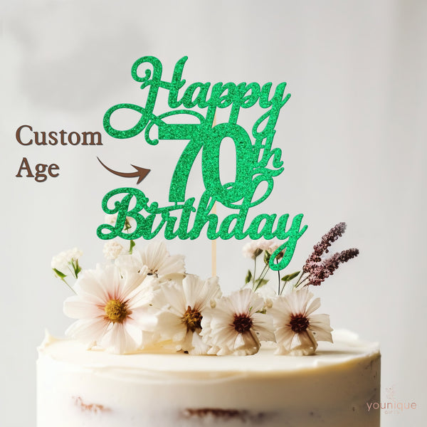 Colour and finish choices for the personalised any age cake topper