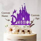 Personalised Fairy Castle Cake Topper with Name and Age – Custom Princess Birthday Cake Decoration