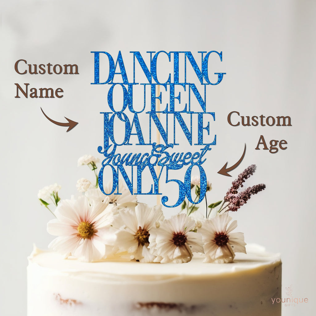 Personalised Dance Queen Glitter Cake Topper with Name & Age