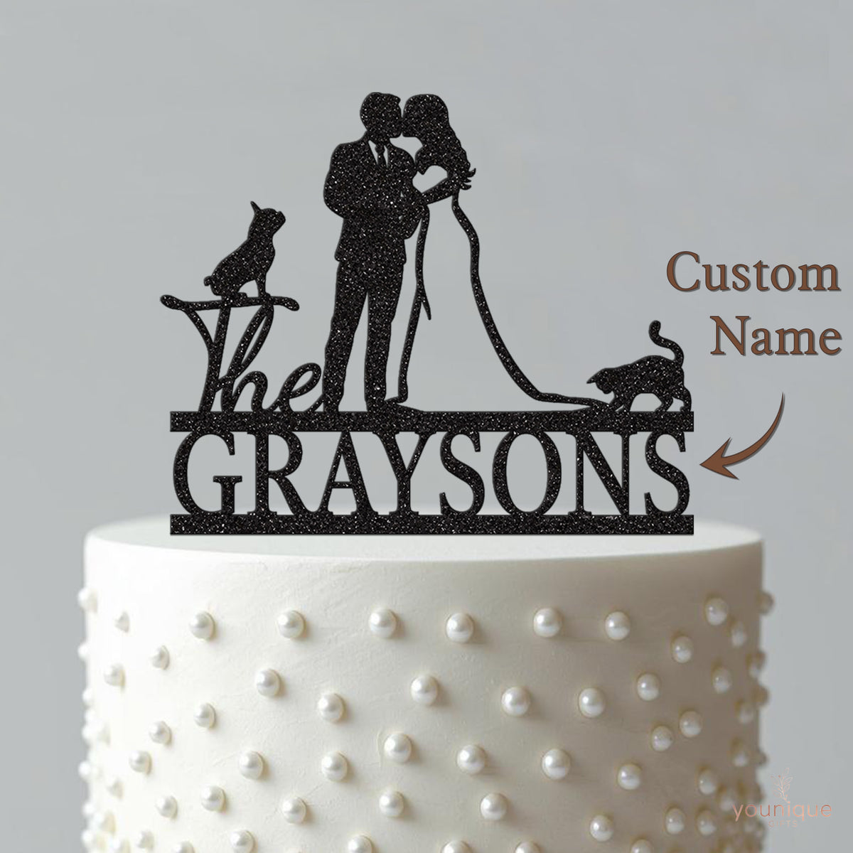 Personalised Cat Wedding Cake Topper – Surname - view 4