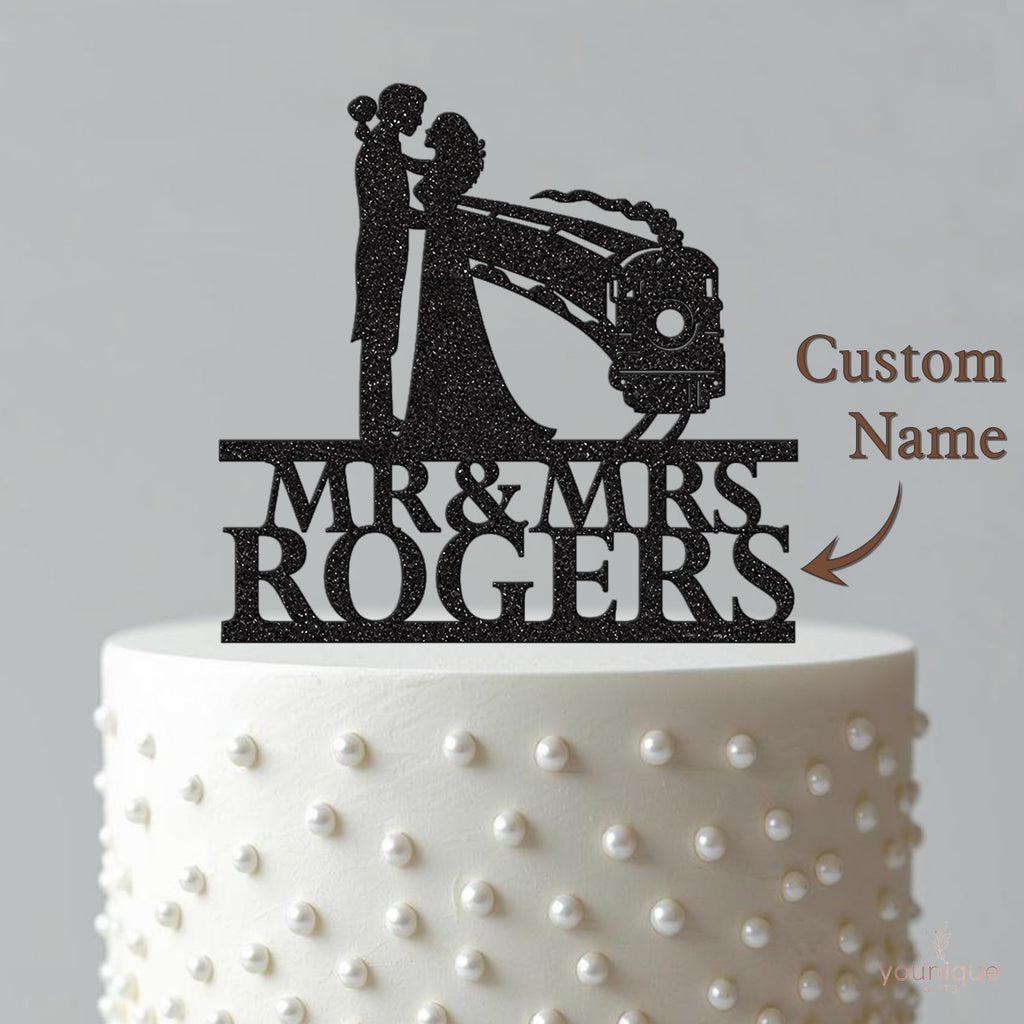 Personalised Steam Train Wedding Cake Topper – Surname - view 4