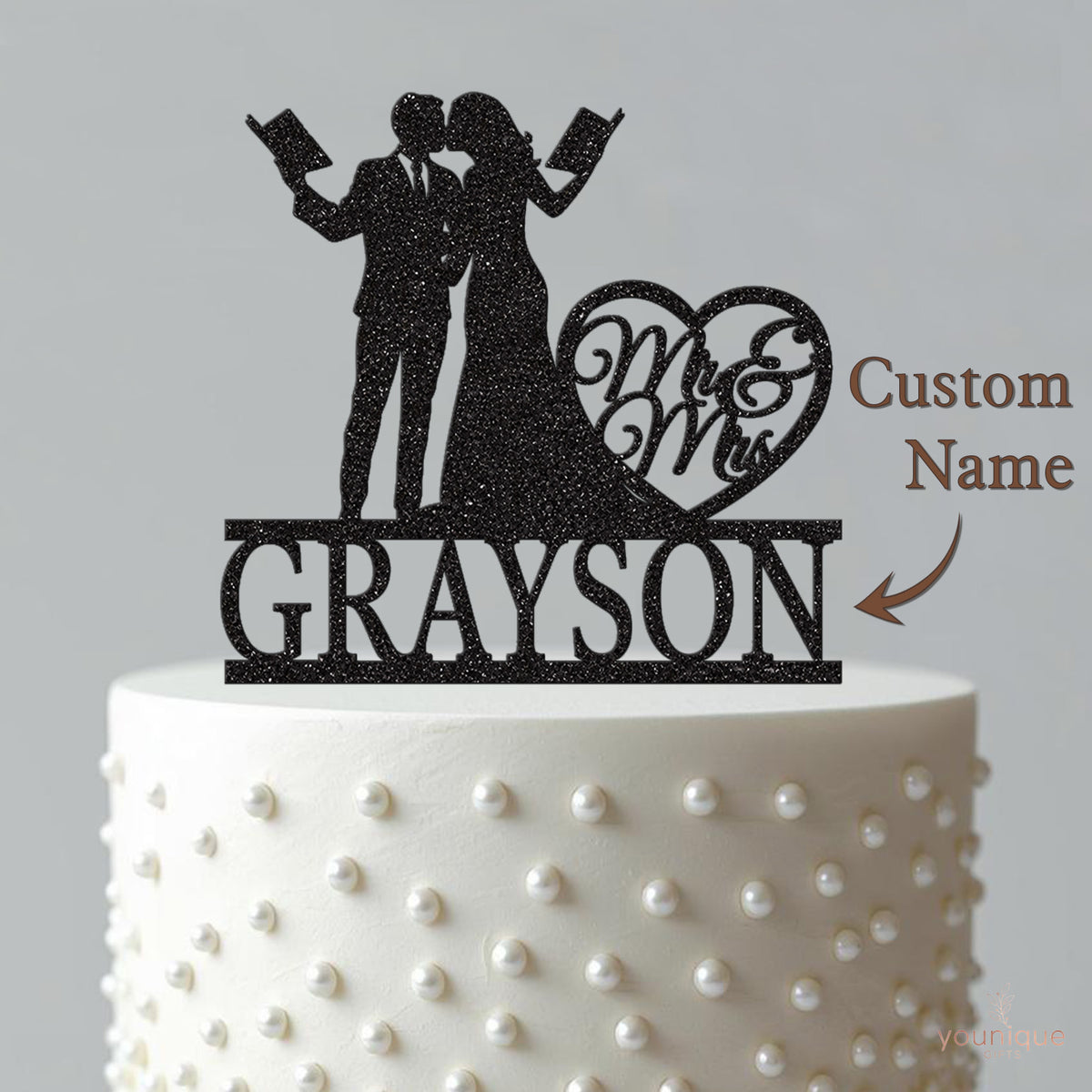 Personalised Book-Loving Couple Wedding Cake Topper – Surname - view 4