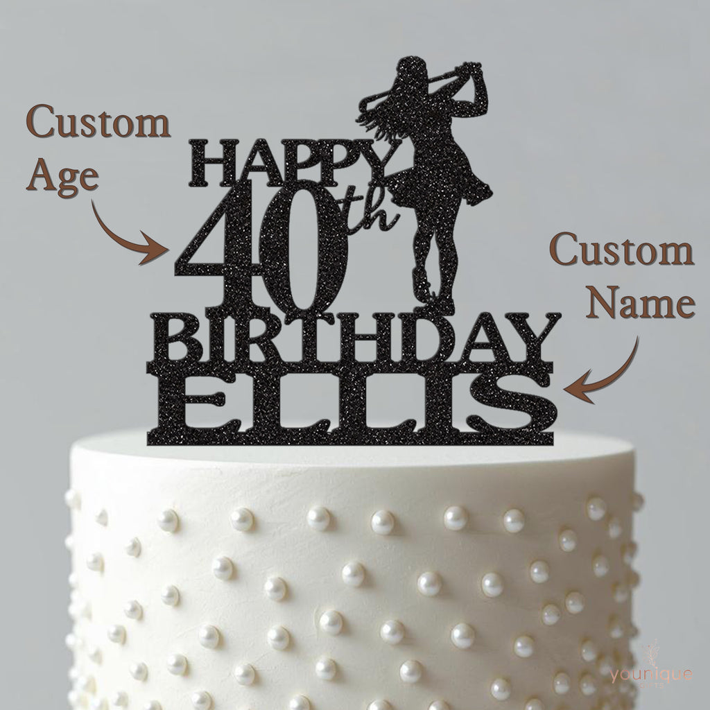 Personalised Female Golfer Birthday Cake Topper – Name & Age - view 4
