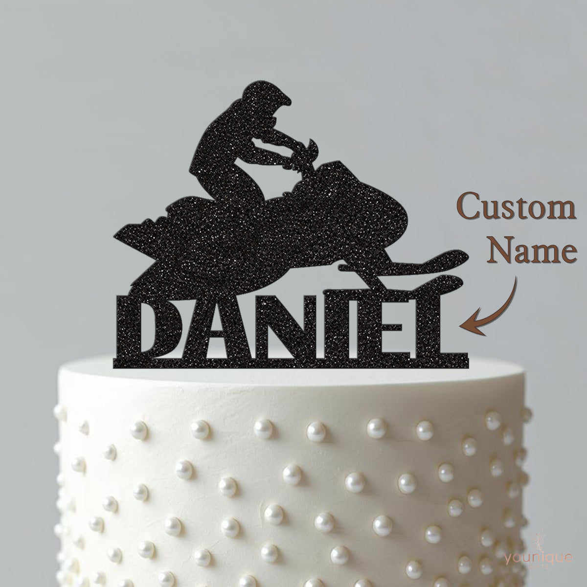 Personalised Snowmobile Rider Cake Topper – Name - view 4