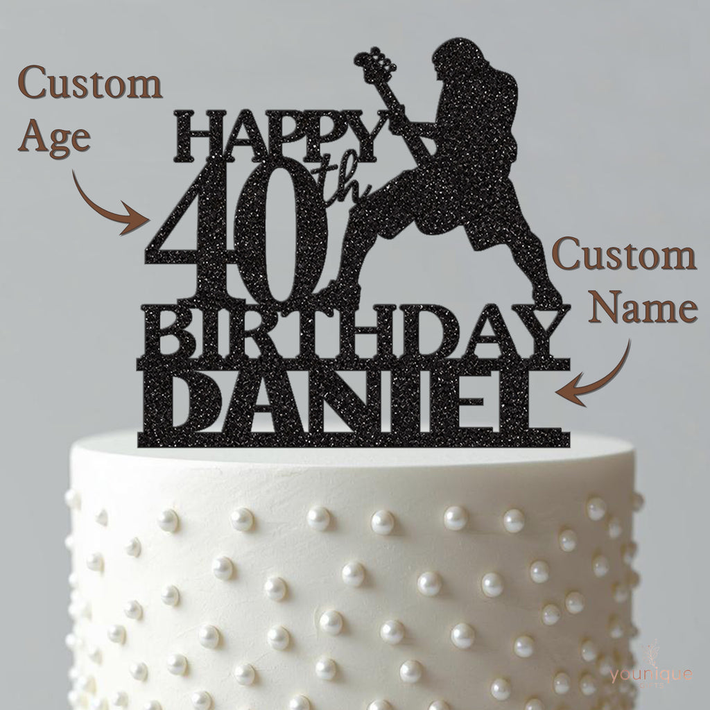 Personalised Guitar Player Birthday Cake Topper – Name & Age - view 4