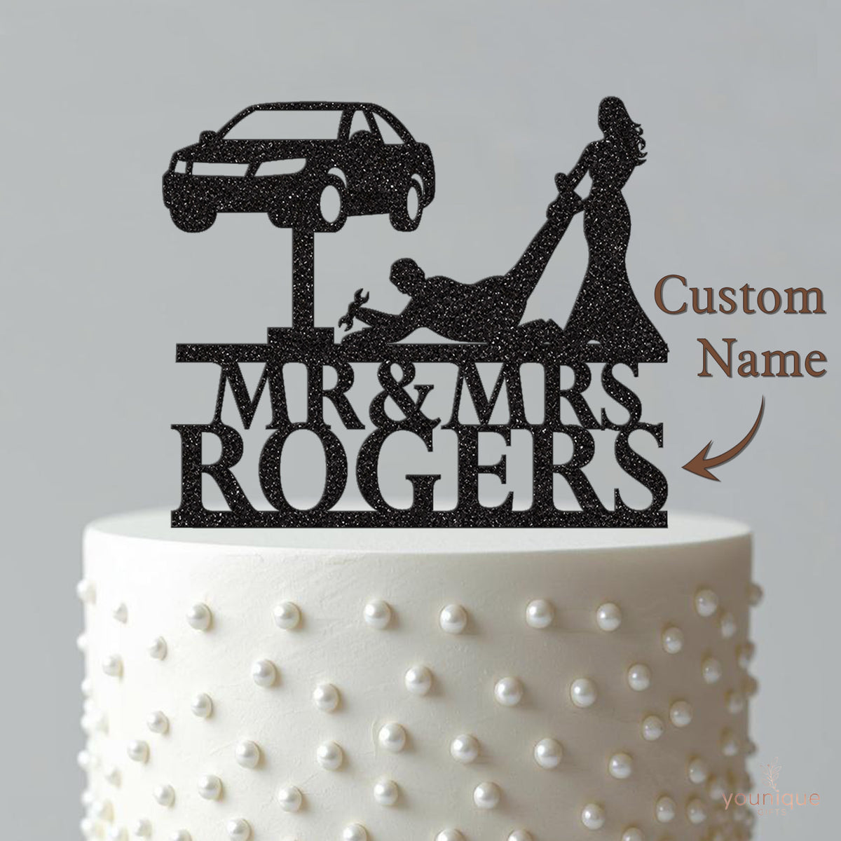 Personalised Auto Mechanic Wedding Cake Topper – Surname - view 4