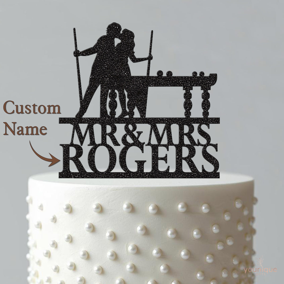 Personalised Billiards Wedding Couple Cake Topper – Surname - view 4