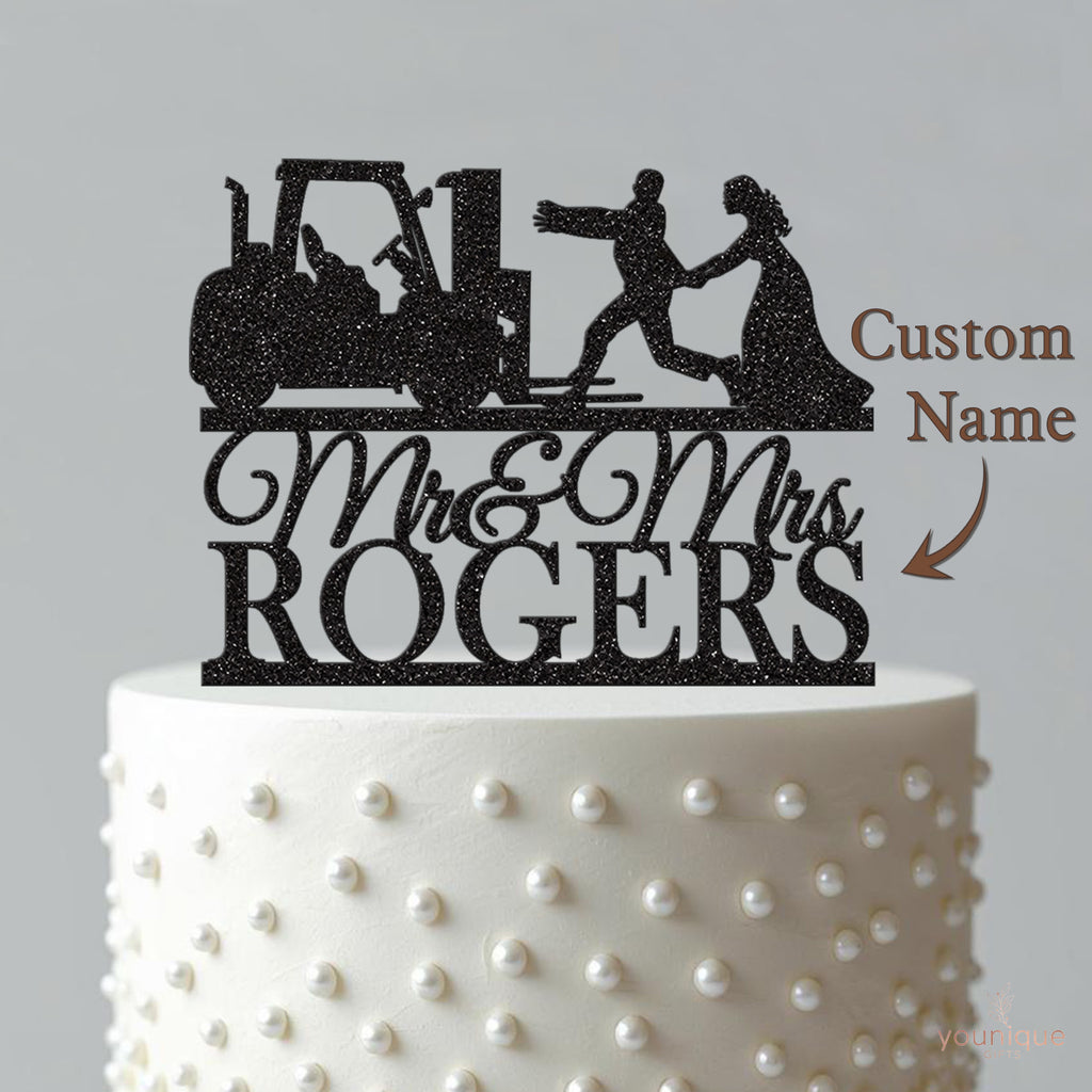 Personalised Forklift Wedding Couple Cake Topper – Surname - view 4