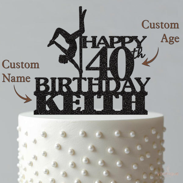 Personalised Pole Dancer Birthday Cake Topper – Name & Age - view 4