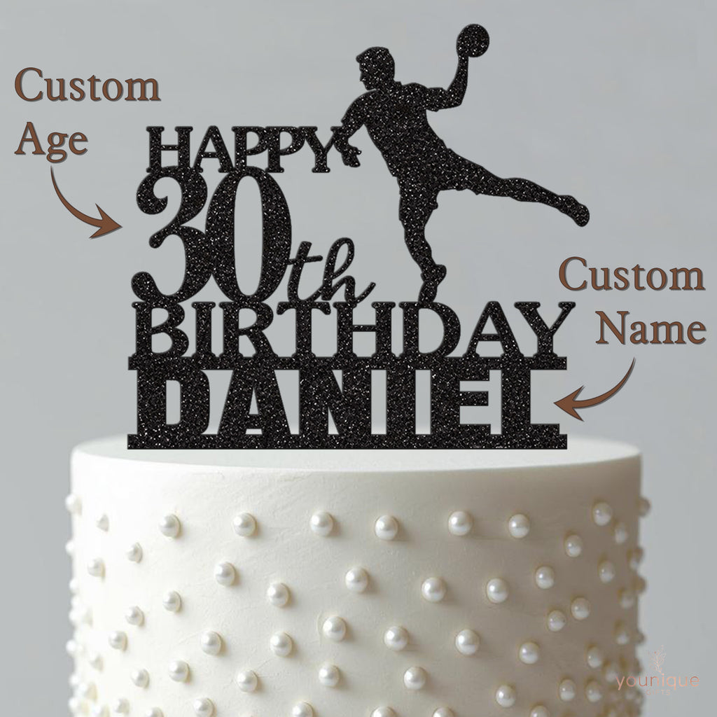 Personalised Handball Player Birthday Cake Topper – Name & Age - view 4
