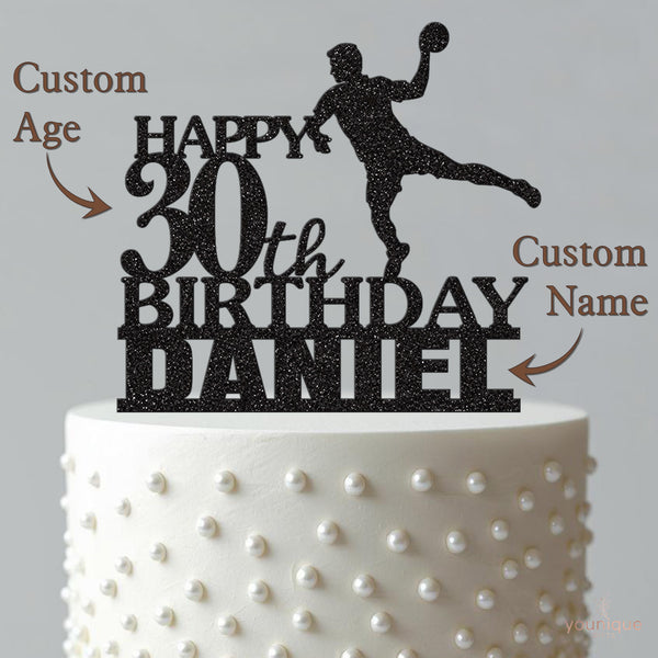 Personalised Handball Player Birthday Cake Topper – Name & Age - view 4