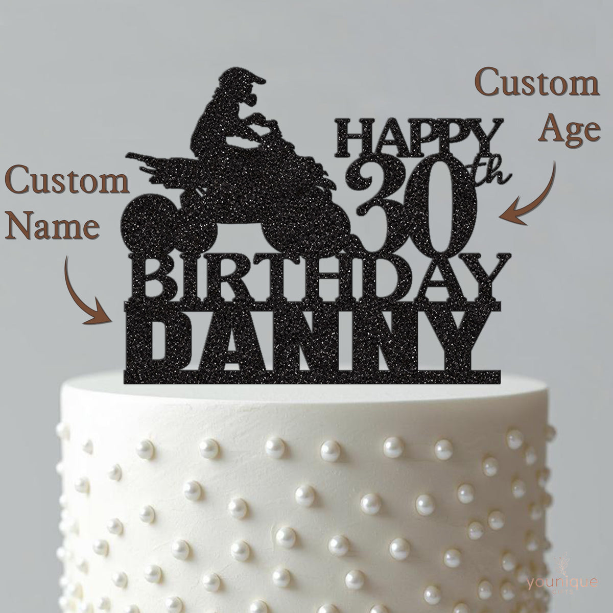 Personalised Quad Bike Rider Birthday Cake Topper – Name & Age - view 4