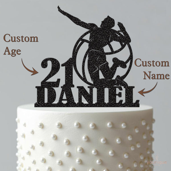 Personalised Leaping Volleyball Player Cake Topper – Name & Age - view 4