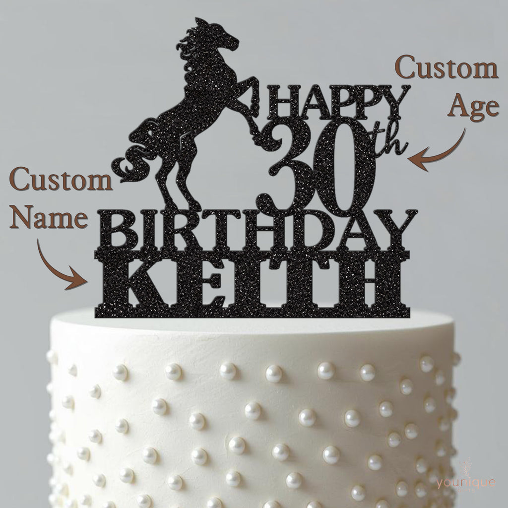 Personalised Rearing Horse & Birthday Lettering Cake Topper – Name & Age - view 4