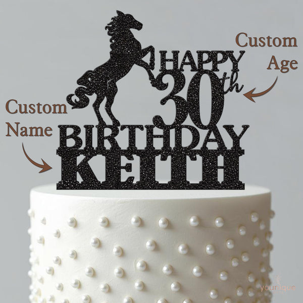 Personalised Rearing Horse & Birthday Lettering Cake Topper – Name & Age - view 4