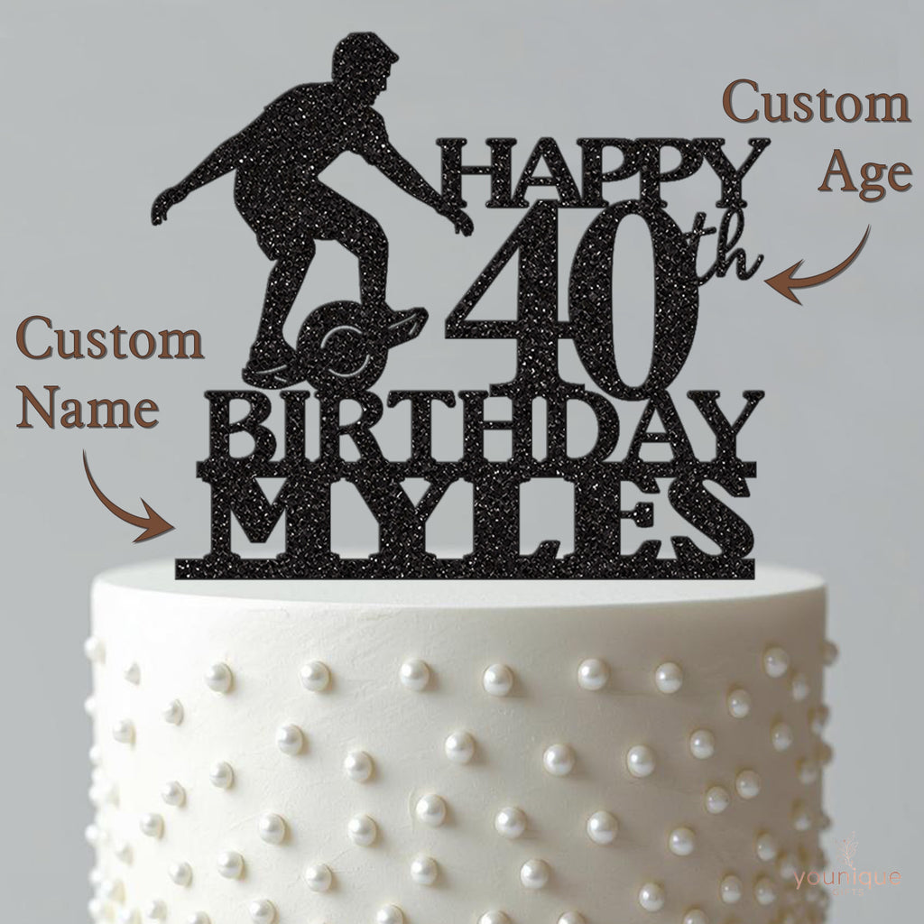Personalised Single-Wheel Board Rider Birthday Cake Topper – Name & Age - view 4