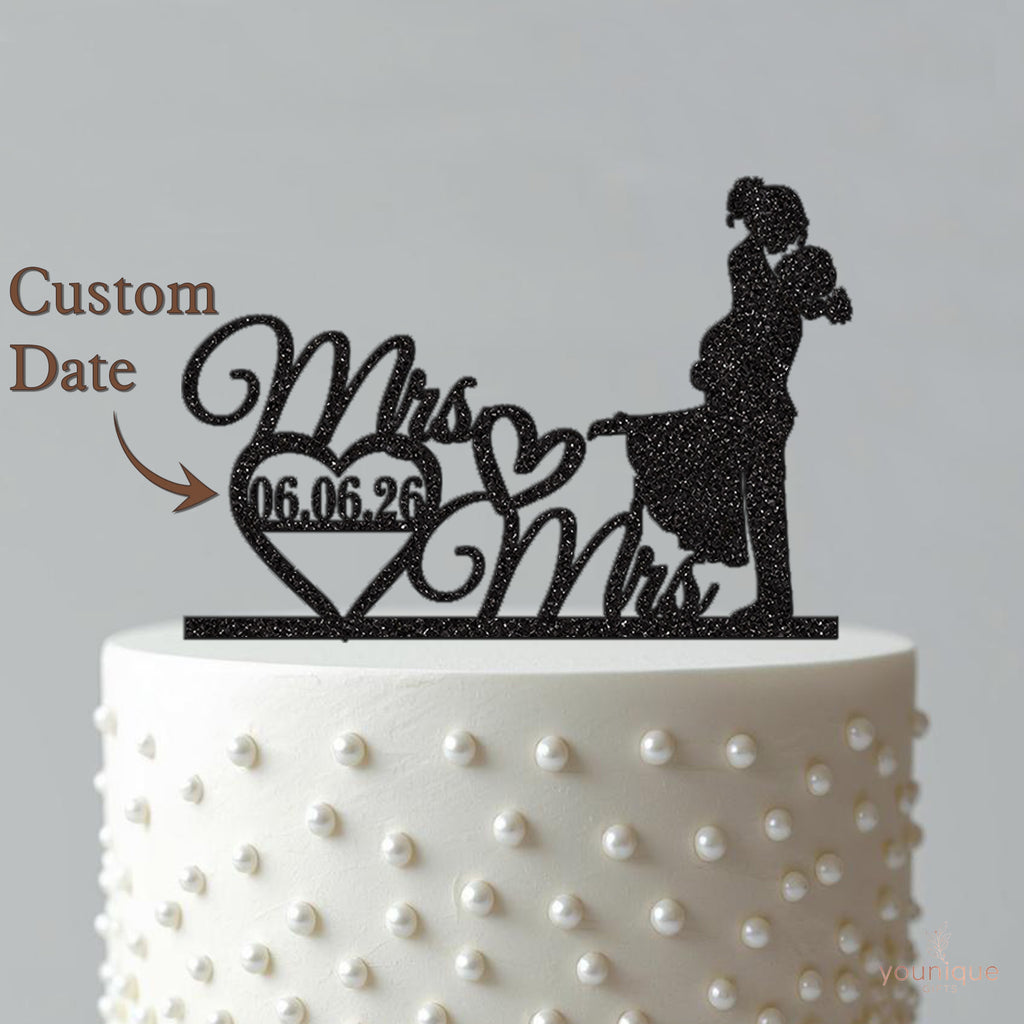 Personalised Kissing Brides Wedding Cake Topper – Date - view 4