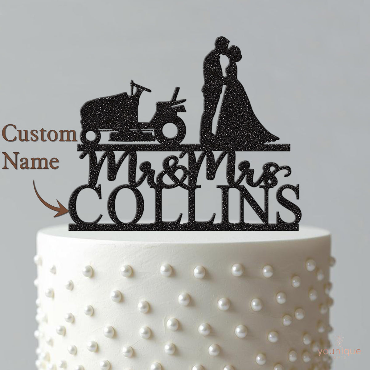 Personalised Ride-On Mower Wedding Cake Topper – Surname - view 4
