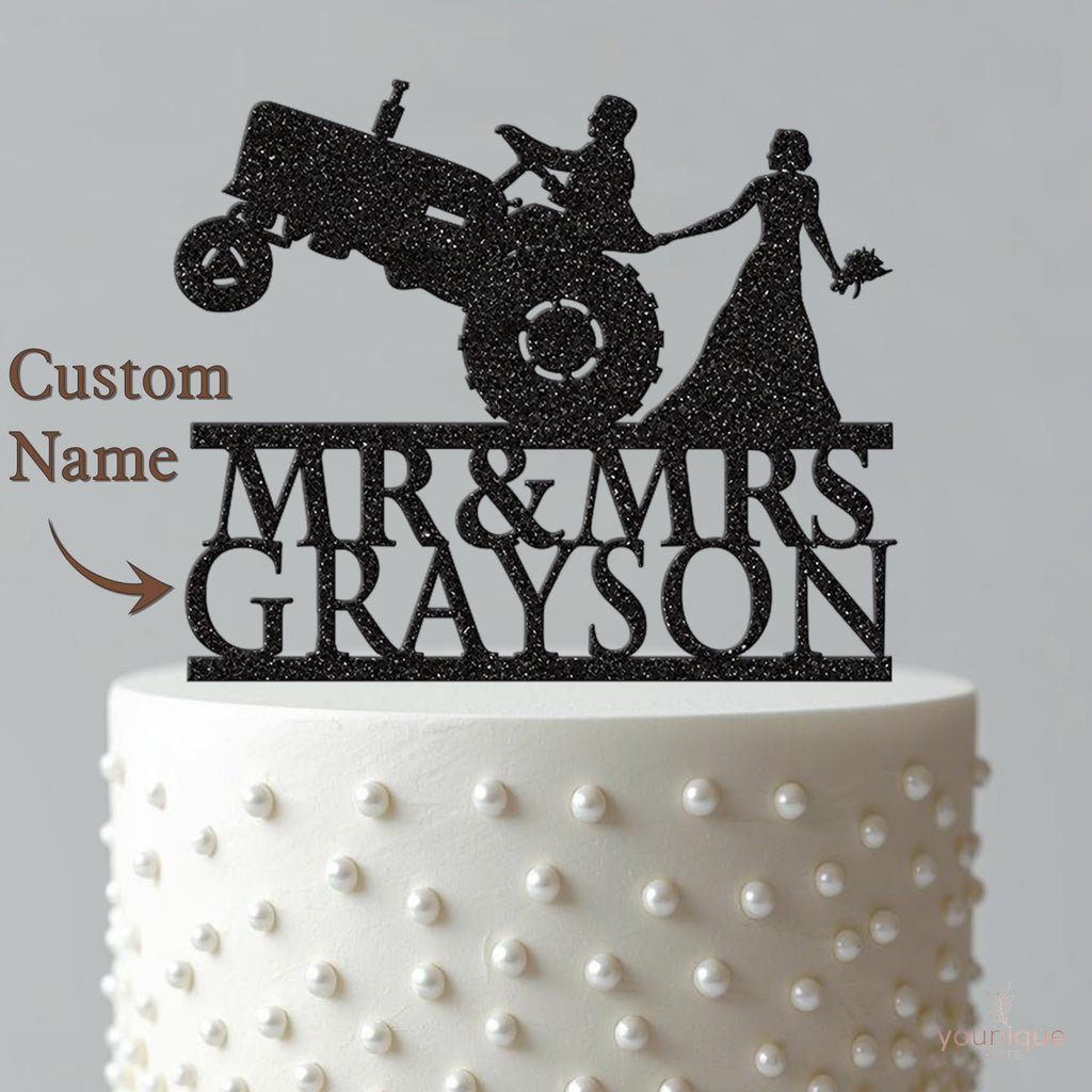 Personalised Tractor Wedding Couple Cake Topper – Surname - view 4