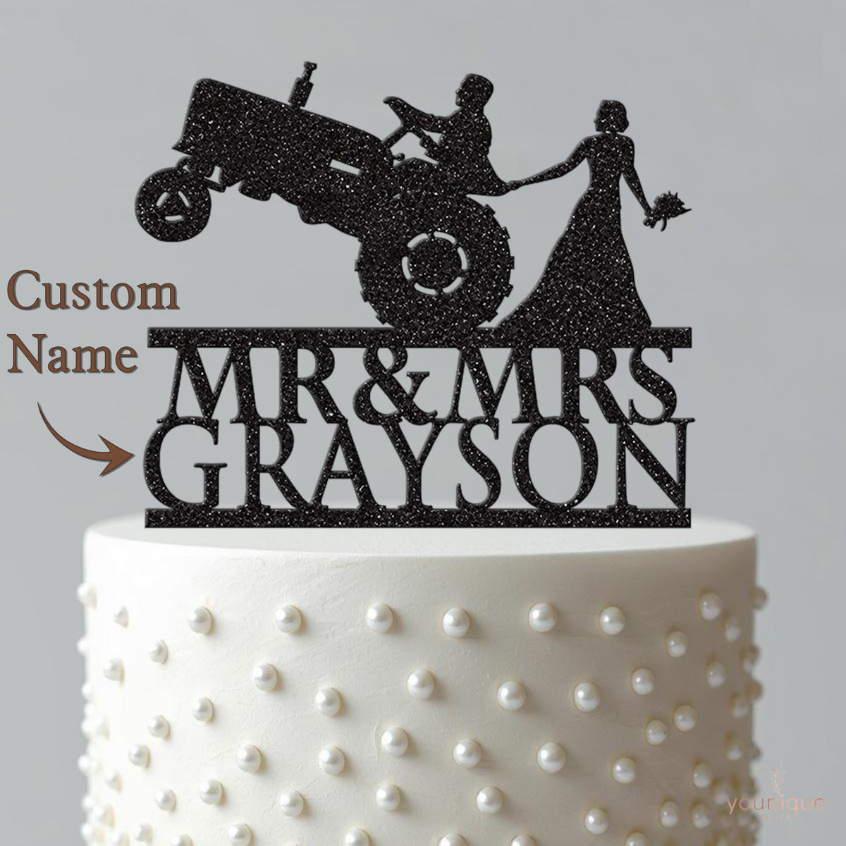 Personalised Tractor Wedding Couple Cake Topper – Surname - view 4