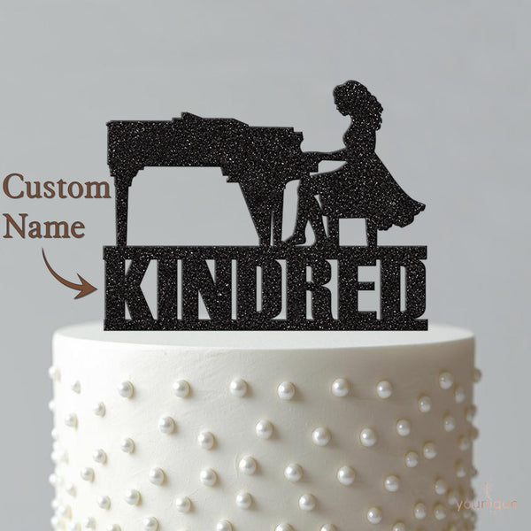 Personalised Seated Grand Pianist Cake Topper – Name - view 4