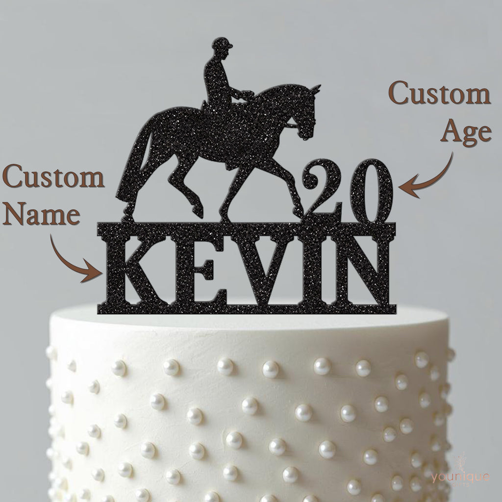 Personalised Side-View Horse Rider Cake Topper – Name & Age - view 4