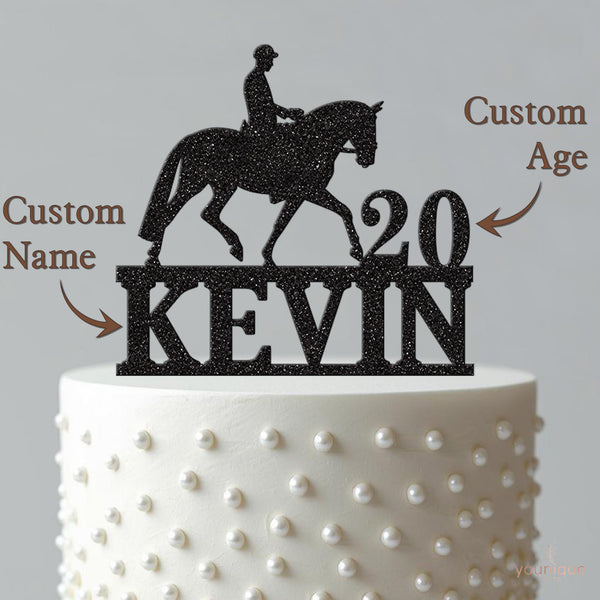 Personalised Side-View Horse Rider Cake Topper – Name & Age - view 4