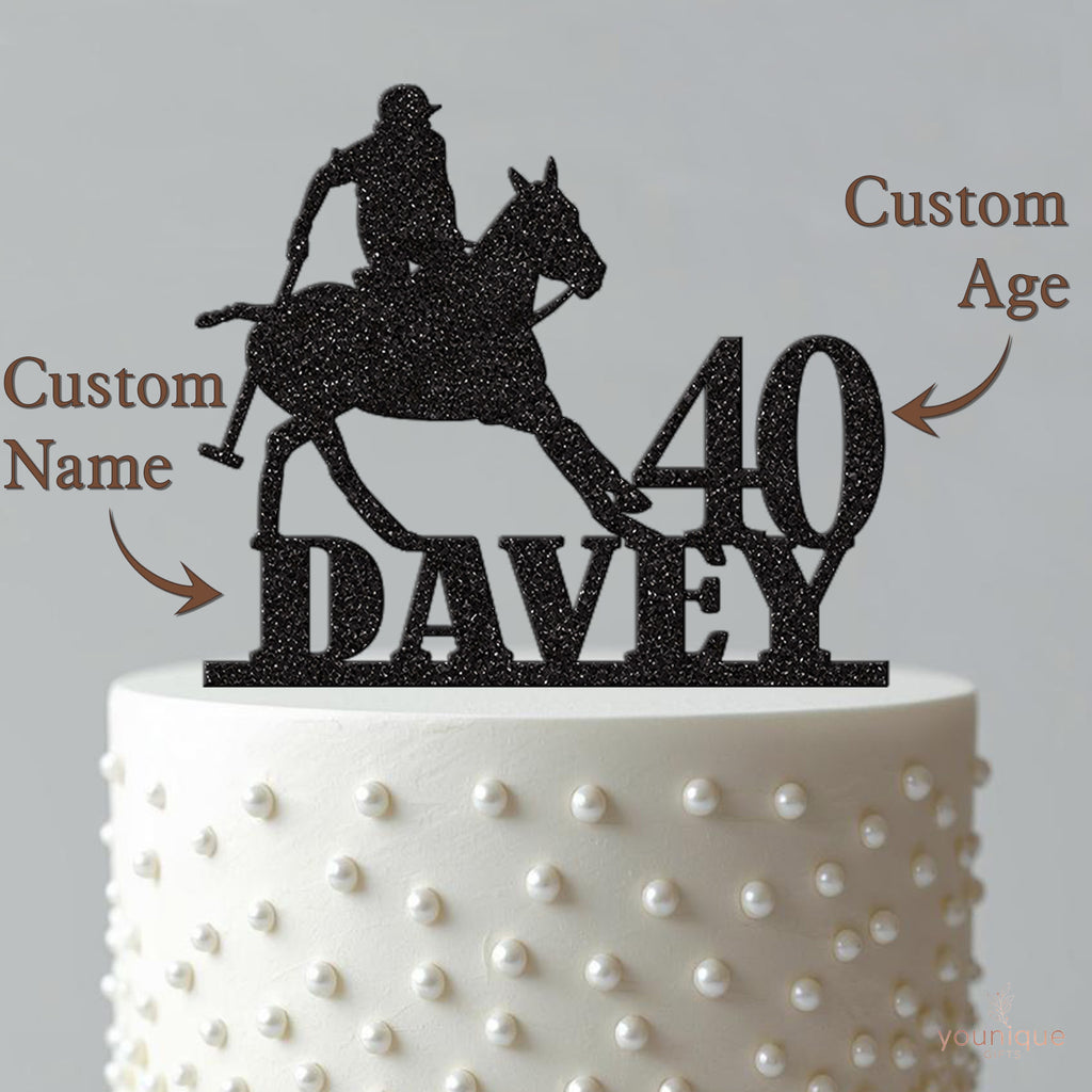 Personalised Polo Rider Birthday Cake Topper – Name & Age - view 4