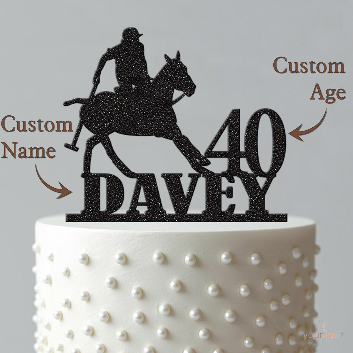 Personalised Polo Rider Birthday Cake Topper – Name & Age - view 4
