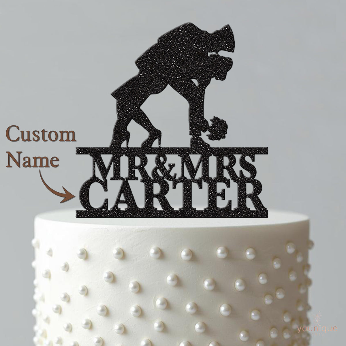 Personalised Uniformed Groom Dipping Bride Wedding Cake Topper – Surname - view 4
