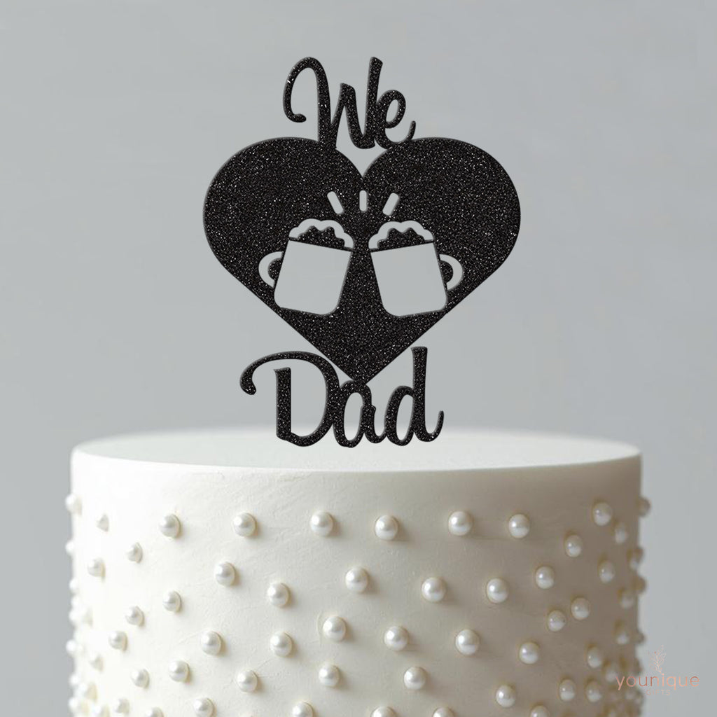 We Love Dad Beer Mugs Heart Cake Topper - view 4