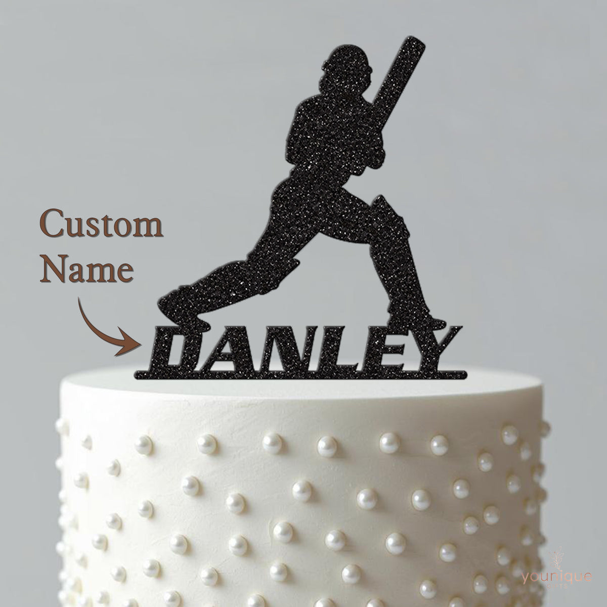 Personalised Cricket Batter Cake Topper – Name - view 4