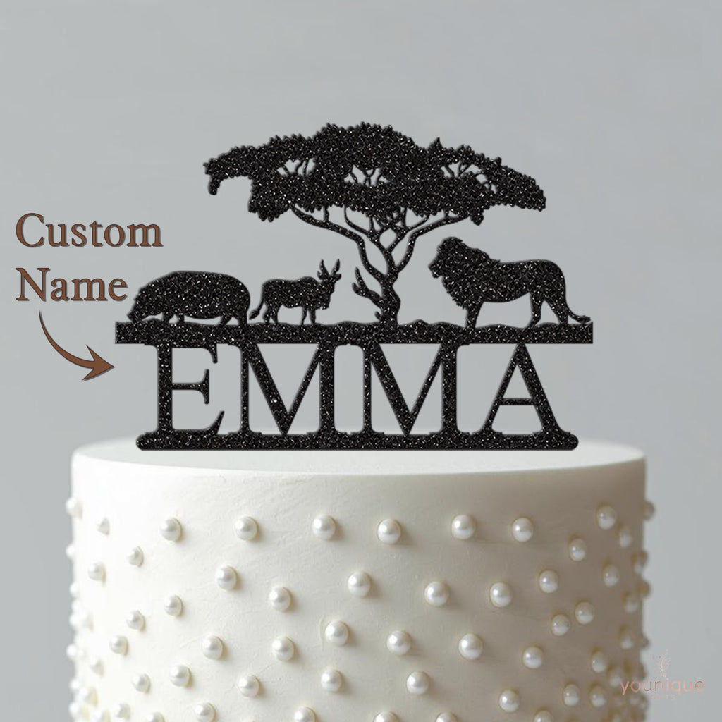 Personalised Safari Wildlife Cake Topper – Name - view 4