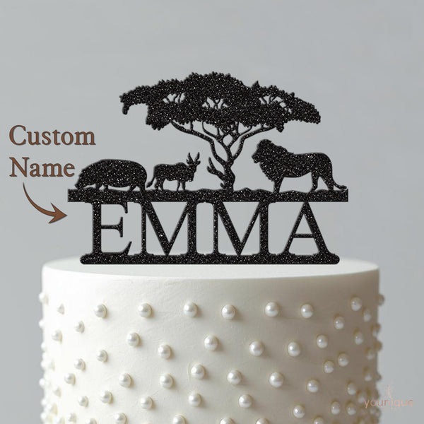 Personalised Safari Wildlife Cake Topper – Name - view 4
