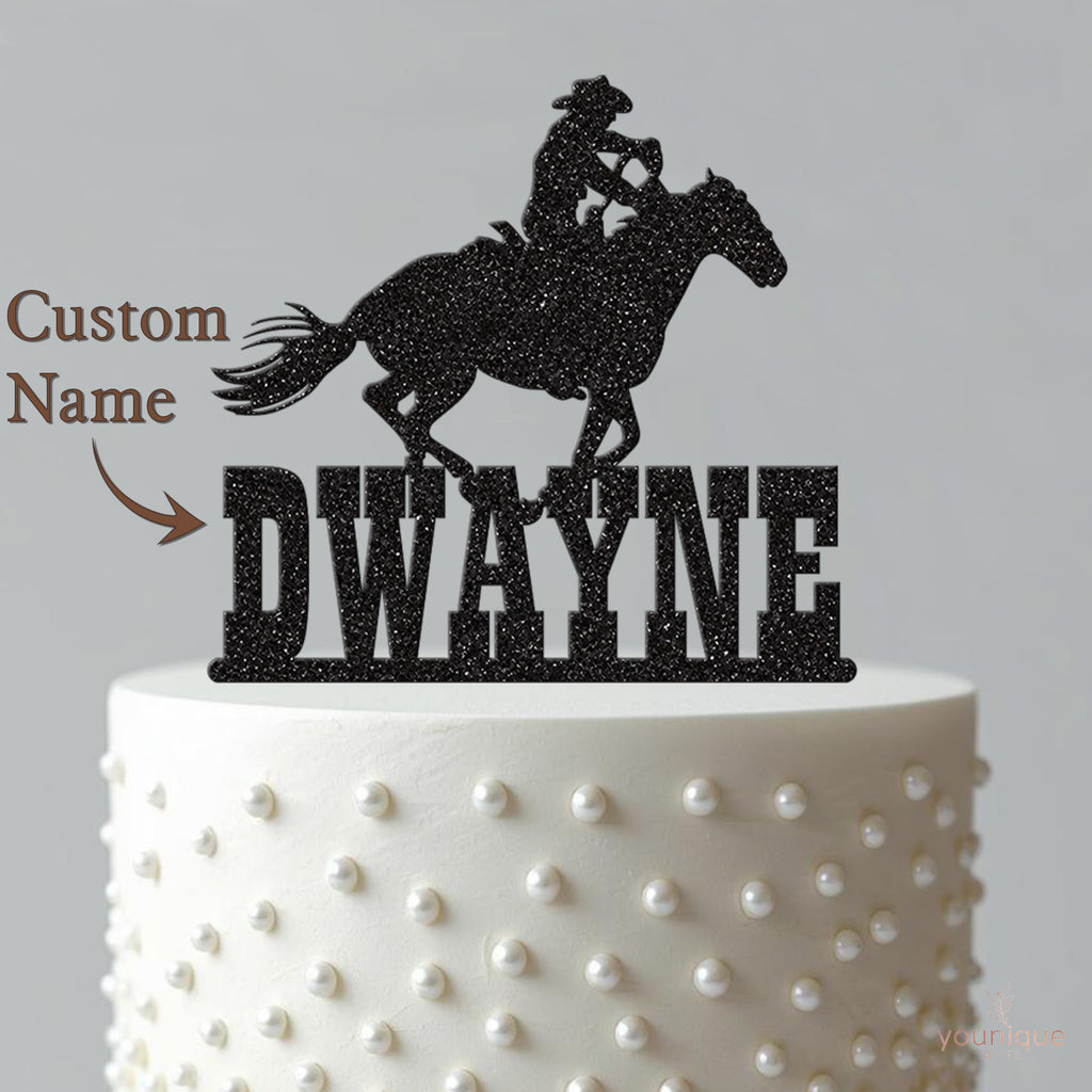 Personalised Galloping Cowboy Cake Topper – Name - view 4