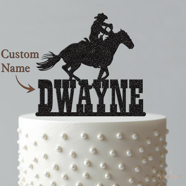 Personalised Galloping Cowboy Cake Topper – Name - view 4