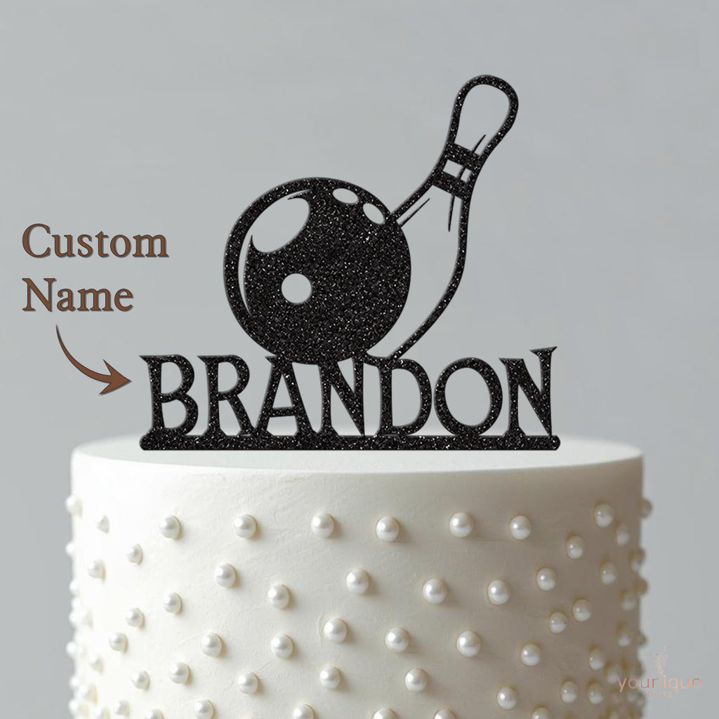 Personalised Bowling Ball & Pin Cake Topper – Name - view 4